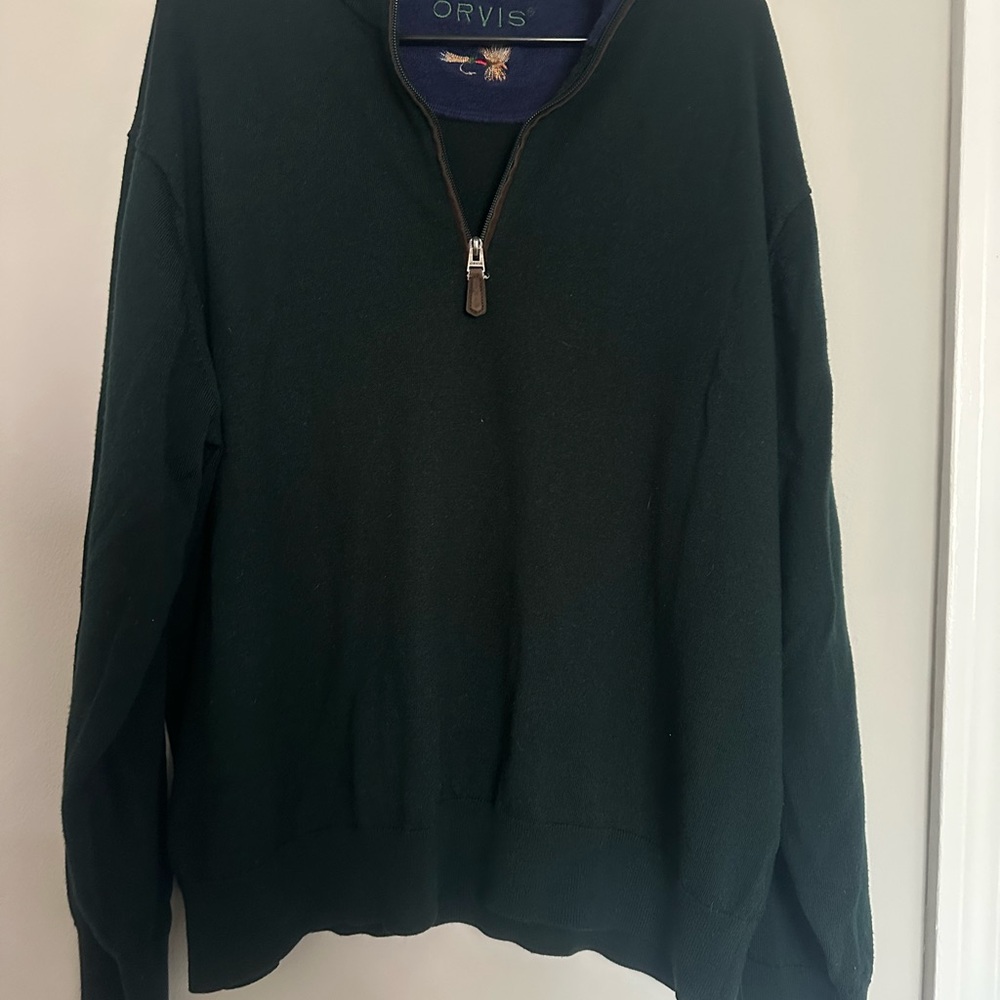Orvis Men's Dark Green Zip-Up Sweater - Picture 2 of 5